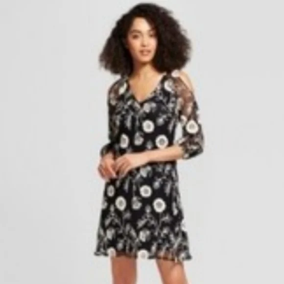 Melonie T Embroidered Floral Cold-Shoulder Sheer Mini Dress - Picture 16 of 16